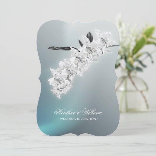 White Orchid - trouwuitnodiging Kaart (Staand voorkant)