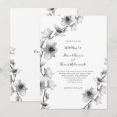 White Orchid Vine Wedding Invitation Kaart (Voorkant / Achterkant)