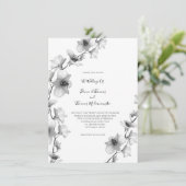 White Orchid Vine Wedding Invitation Kaart (Staand voorkant)