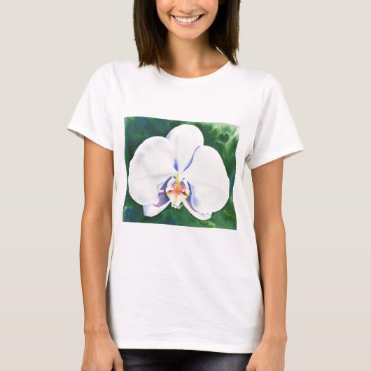 White Orchid waterverf schilderij T-shirt (Voorkant)