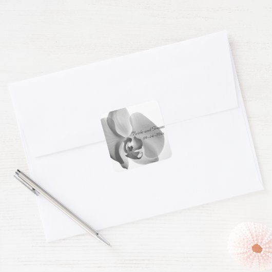 White Orchid Wedding Envelope-zegels Vierkante Sticker (Envelop)