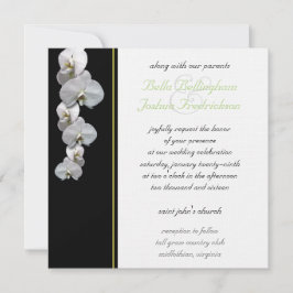 White Orchid Wedding Invitation 5.25x5.25 Kaart