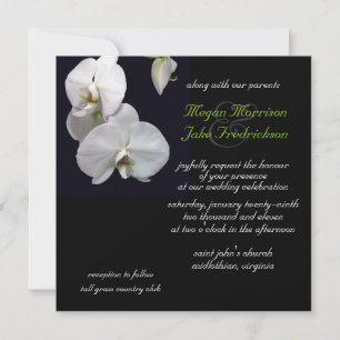White Orchid Wedding Invitation 5.25x5.25 Kaart