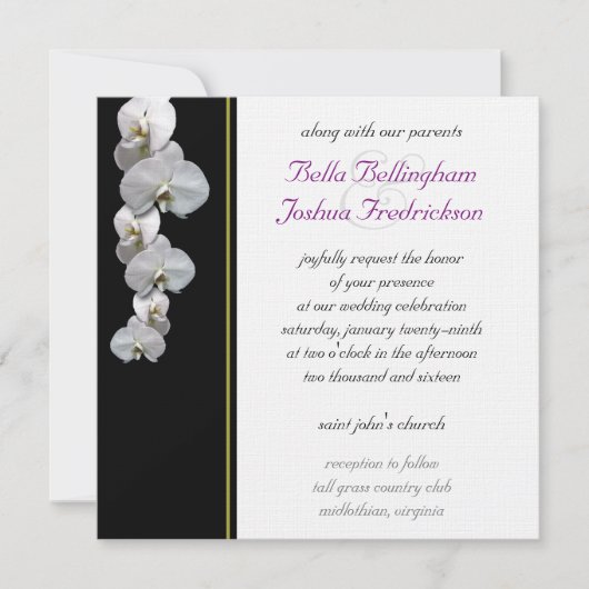White Orchid Wedding Invitation 5.25x5.25 Kaart (Voorkant)