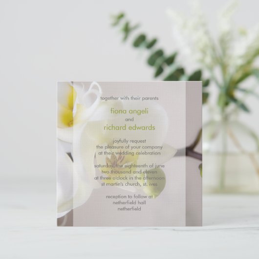 White Orchid ・ Wedding Invitation Kaart (Staand voorkant)