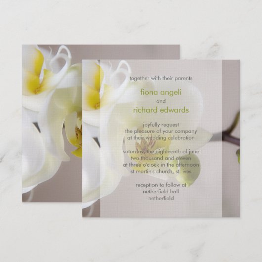 White Orchid ・ Wedding Invitation Kaart (Voorkant / Achterkant)
