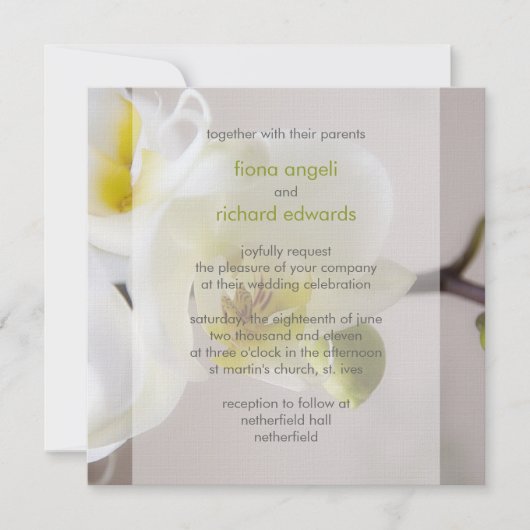 White Orchid ・ Wedding Invitation Kaart (Voorkant)