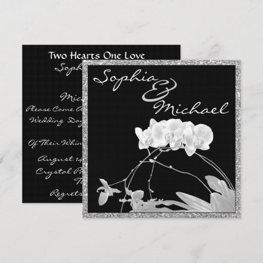 White Orchid WEDDING Invitation Kaart (Voorkant / Achterkant)