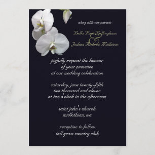 White Orchid Wedding Invitation Kaart