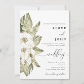 White Orchid Wedding Invitation Kaart (Voorkant)