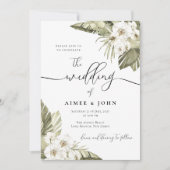White Orchid Wedding Invitation Kaart (Voorkant)