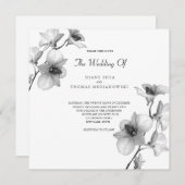 White Orchid Wedding Invitation Kaart (Voorkant / Achterkant)
