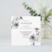 White Orchid Wedding Invitation Kaart (Staand voorkant)