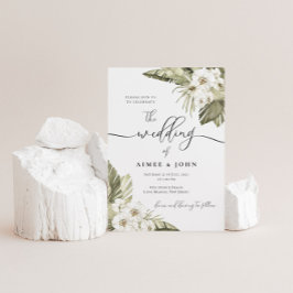 White Orchid Wedding Invitation Kaart