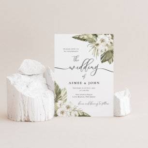 White Orchid Wedding Invitation Kaart