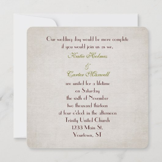 White Orchid Wedding Invitation Kaart (Achterkant)