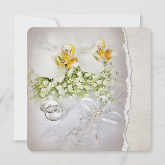 White Orchid Wedding Invitation Kaart (Voorkant)