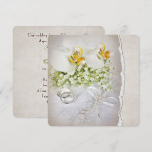 White Orchid Wedding Invitation Kaart