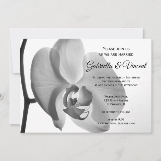 White Orchid Wedding Kaart (Voorkant)