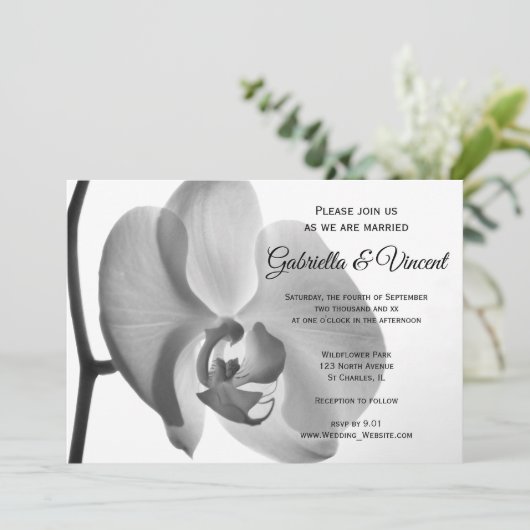 White Orchid Wedding Kaart (Staand voorkant)