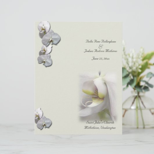 White Orchid Wedding Programme (Staand voorkant)