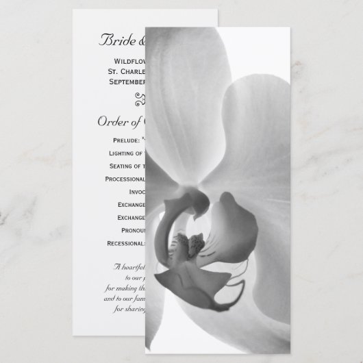 White Orchid Wedding Programme Programmakaart (Voorkant / Achterkant)