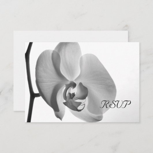 White Orchid Wedding RSVP Response Kaart (Voorkant / Achterkant)
