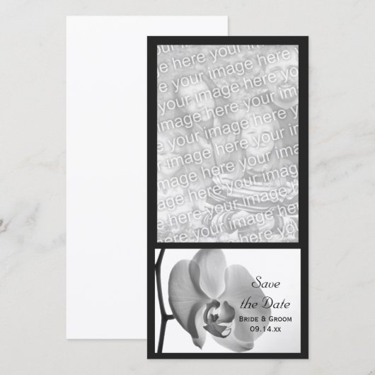 White Orchid Wedding Save the Date (Voorkant / Achterkant)