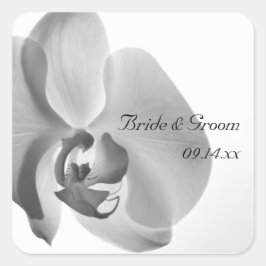 White Orchid Wedding Square Envelope Seals Vierkante Sticker