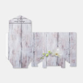 White Orchid Wooden Background Wedding Bedankdoosjes (Uitgevouwen)