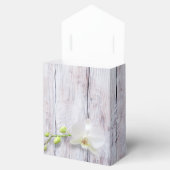 White Orchid Wooden Background Wedding Bedankdoosjes (Geopend)