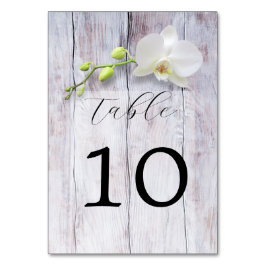 White Orchid Wooden Background Wedding Kaart