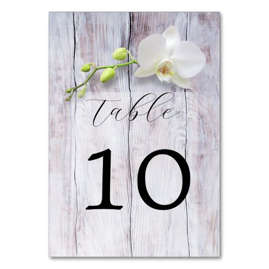 White Orchid Wooden Background Wedding Kaart (Voorkant)