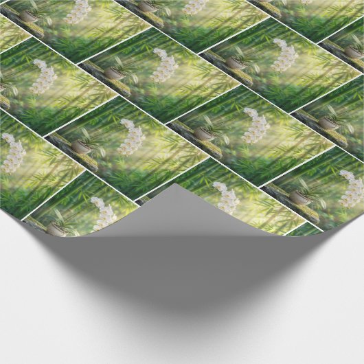 White Orchids and Bamboo Forest Cadeaupapier (Hoek)