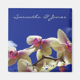 White Orchids and Blue Sky Personal Wedding Magneet