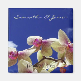 White Orchids and Blue Sky Personal Wedding Magneet