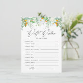 White Orchids and Kumquats Baby shower Well Wishes Informatiekaartje (Staand voorkant)