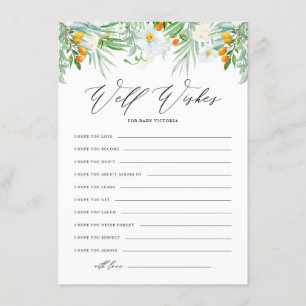 White Orchids and Kumquats Baby shower Well Wishes Informatiekaartje