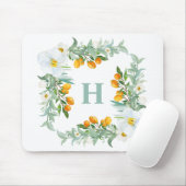 White Orchids and Kumquats Tropical Monogram Muismat (Met muis)
