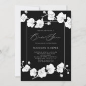 White Orchids Black Graphite Sketch Vrijgezellenfe Kaart (Voorkant)