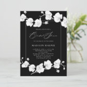 White Orchids Black Graphite Sketch Vrijgezellenfe Kaart (Staand voorkant)