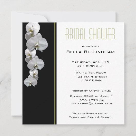 White Orchids Bridal Shower Invitation Kaart (Voorkant)
