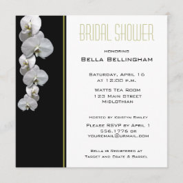 White Orchids Bridal Shower Invitation Kaart