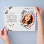 White Orchids Butterfly Funeral Programme Flyer (Hand)