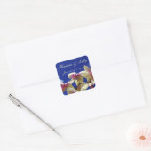 White Orchids en Blue Sky Personalized Wedding Vierkante Sticker (Envelop)