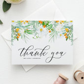 White Orchids en Kumquat Garland Tropical Wedding Bedankkaart