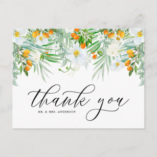 White Orchids en Kumquat Tropical Dank je Briefkaart