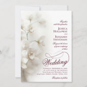White Orchids Fancy Script QR Code Wedding Kaart (Voorkant)