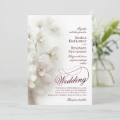 White Orchids Fancy Script QR Code Wedding Kaart (Staand voorkant)