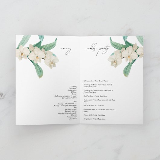 White Orchids Floral Wedding Order of Service Programma (Binnen)